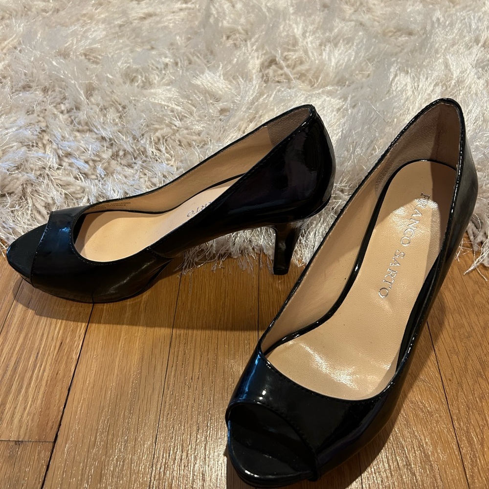 Franco Sarto Black Peep Toe Heels